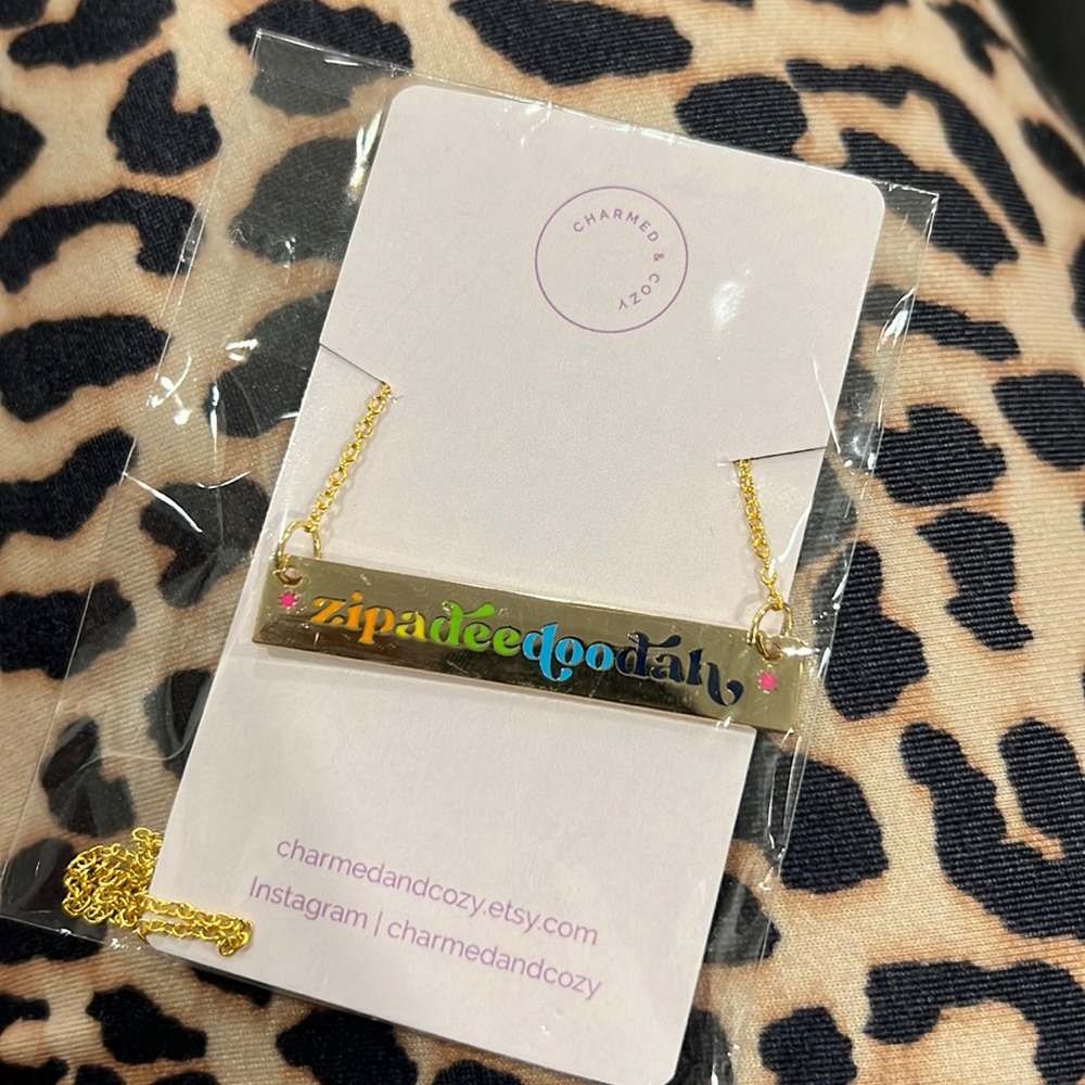 Zip a Dee doo dah enamel necklace